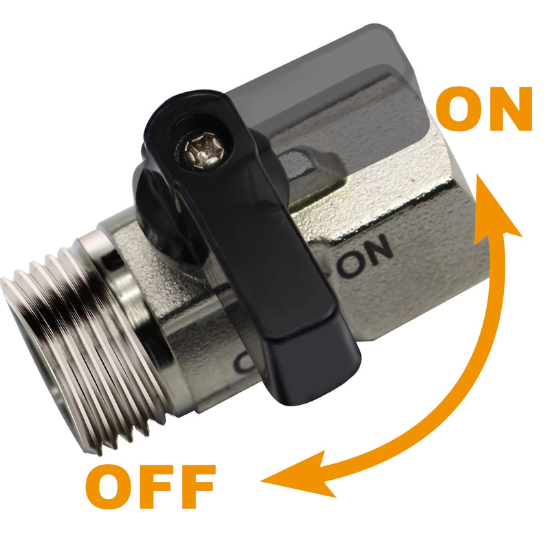 YOO.MEE Shut-Off Brass Ball Valve 1/2'' Standard Connections with Polished Chrome Finish
