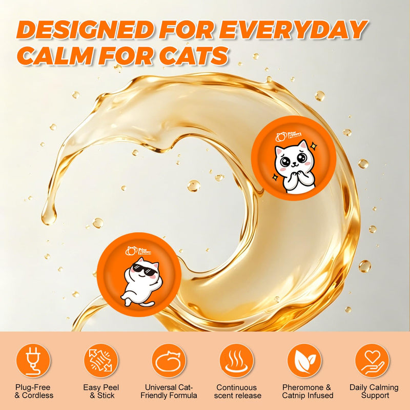 PAW PLANET Cat Pheromones Calming Patches to Promote Relaxation, Multi-cat Social Comfort & Interaction, Daily Home Use & No Plug-in Needed, Ideal for Travel & Support, 12 Count (Orange) Orange