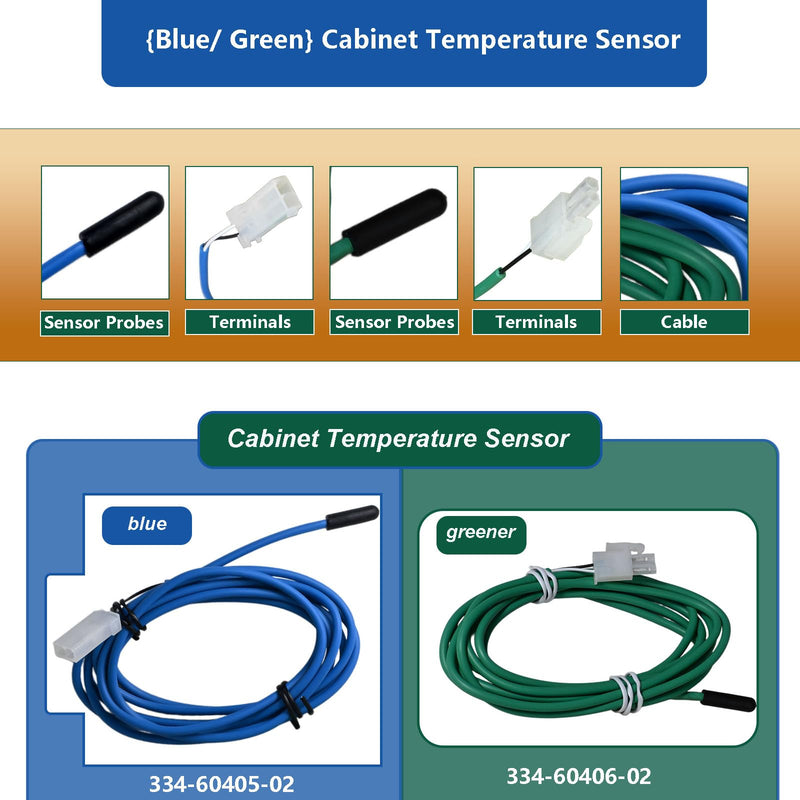 Green Cabinet Temperature Sensor 334-60405-02 337-60405-02 | 74-Inch Blue Coil Temperature Sensor 334-60406-02 337-60406-02 Blue Cabinet Air Sensor Green Cabinet Air Sensor