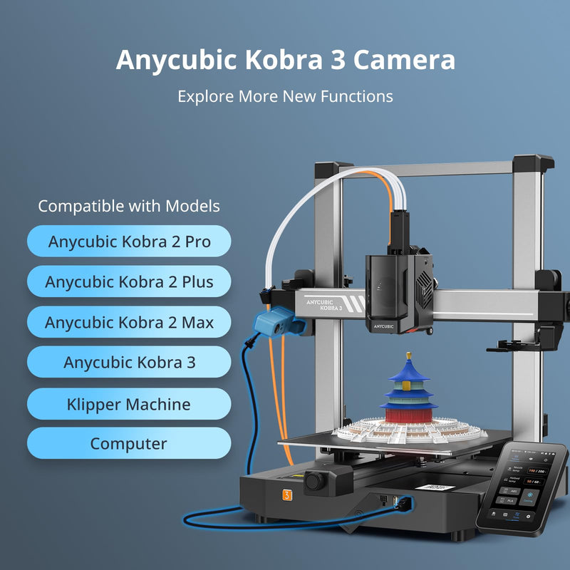 Anycubic Camera Kobra 3 3D Printer Camera, Remote and Real-Time Video Supervision, Ultra Clear Resolution, DIY Frame, Compatible with Anycubic Kobra 3/ Kobra 2 Pro/Plus/Max/Klipper Printer