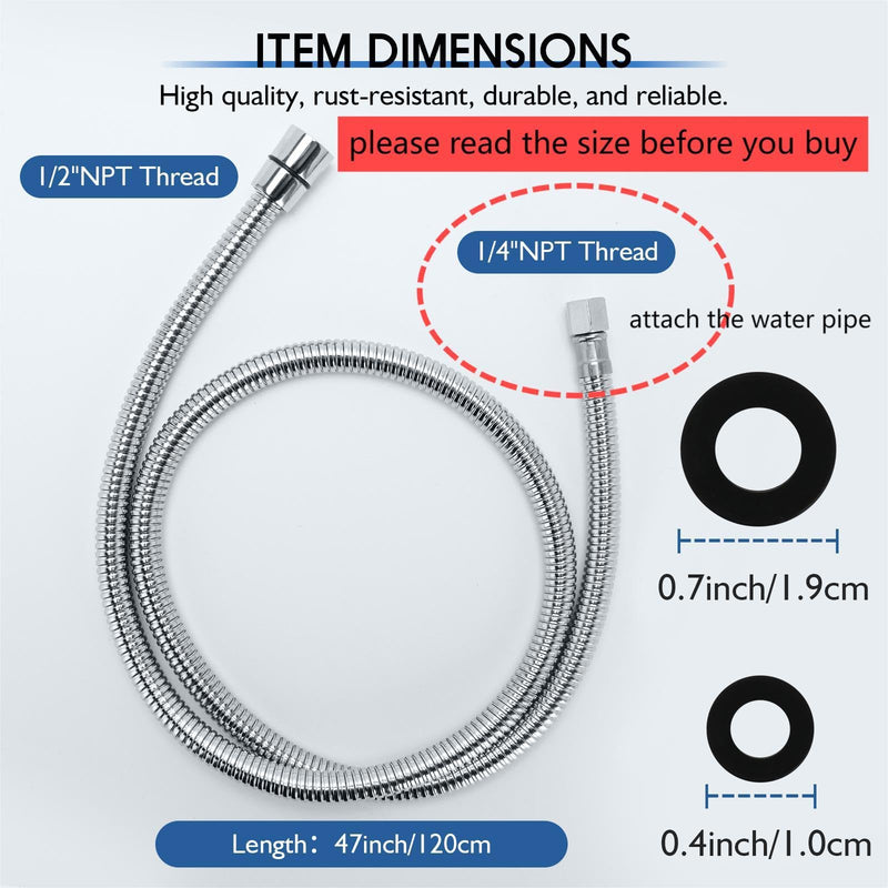 LukLoy 𝟏/𝟐" to 𝟏/𝟒" Nut Stainless Steel Shampoo Bowl Hose for Professional Salon Shampoo Bowl Faucet and Sprayer Head, Sprayer Head Not Included 1/4'' Nut