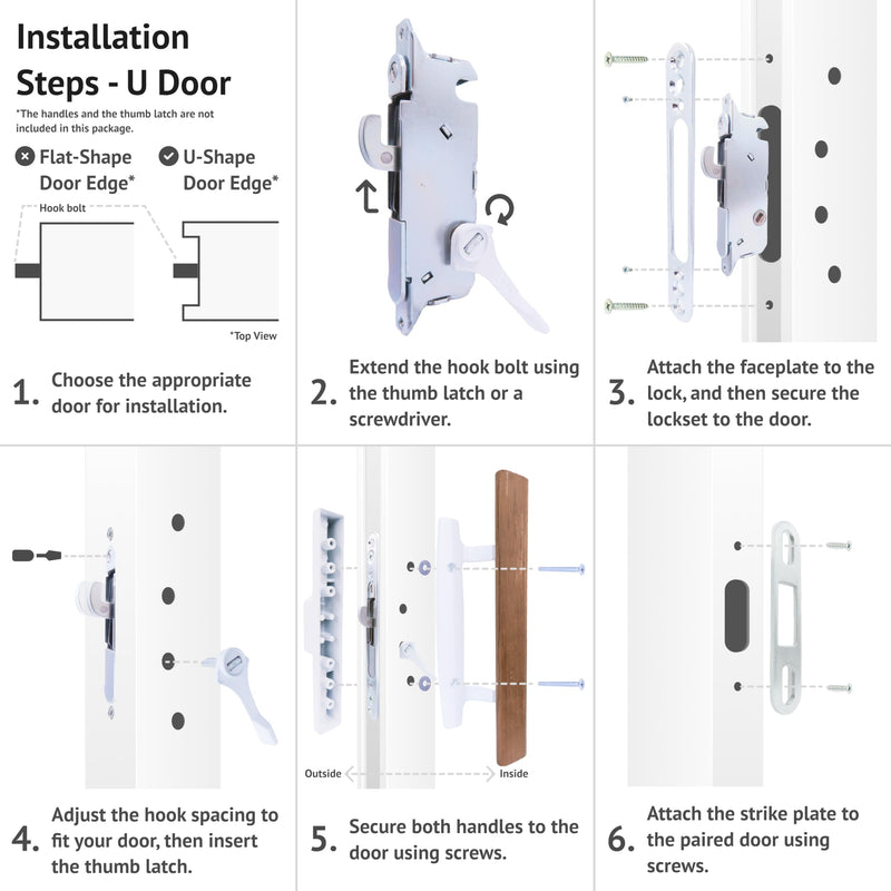 elox Stainless Steel Sliding Patio Door Lock with 45 Degree Keyway, Adjustable Bolt Projection, Suitable for Glass Door, Narrow Stile Aluminum and Wooden Door (22mm Backset) Longer Hook