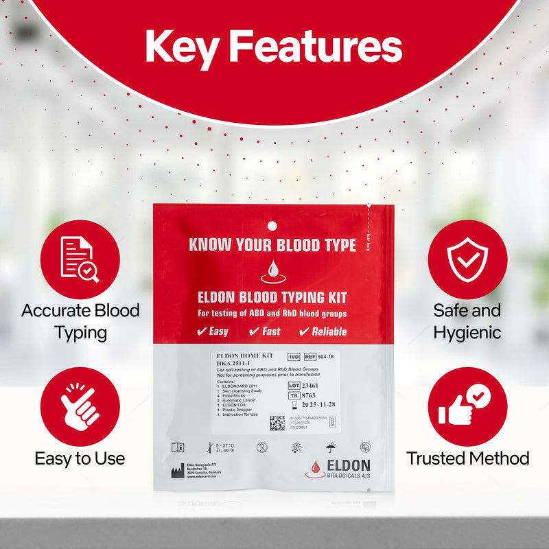 Eldoncard Blood Typing Kit, 3 Test Pack, Know Your Blood Type, Accurate Instant Home Testing, Determine A, O, B, Rhs-D Negative & Positive Groups
