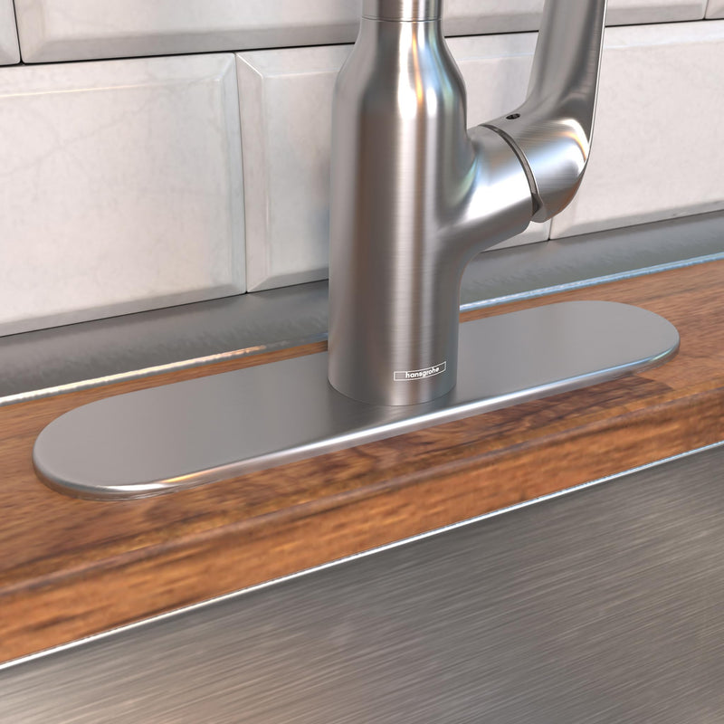hansgrohe 11-inch Coordinating Base Plate Modern Easy Install in Stainless Steel Optic, 14019861