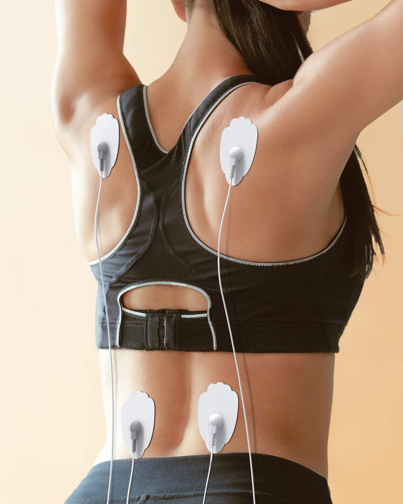 20-Pack TENS Unit Replacement Pads, Long-Lasting Snap Electrodes for 50 Times of Use per Pad, Latex-Free TENS Pads Set Compatible with TENS EMS Devices Using 3.5mm Button Lead Wires White