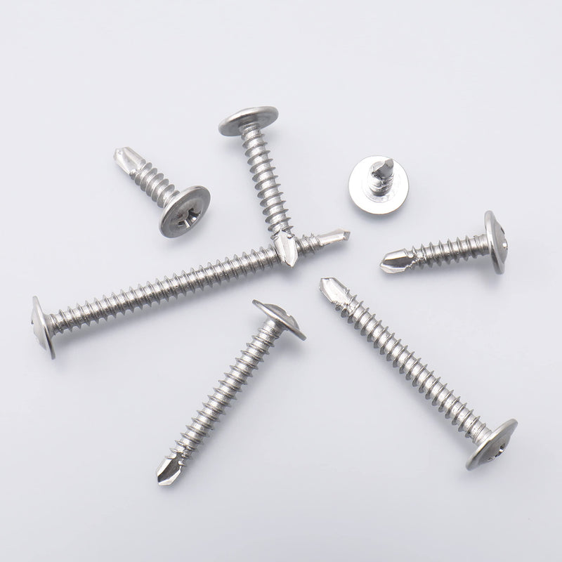 (250pcs) #8 x 1/2" 410 Stainless Steel Self Tapping Screws for Metal Plastic & Wood, Phillips Drive Modified Truss Head, High Strength Sheet Metal Screws (#8 × 1/2") #8 × 1/2" Self-drilling - Truss