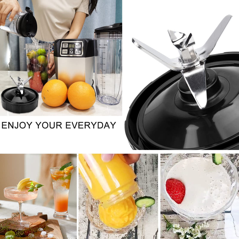 7 Fins Blender Blade Compatible with Ninja Blender Blade Replacement, Ninja Blender Lid Accessories for Auto iQ BL682-30 BL642-30 BL450-30 BL482-30 BL687CO-30 BL450-30 BL642-30 BL482-30 BL682-30 ect