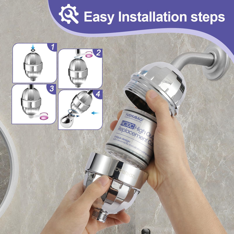 Shower Filter for Hard Water, Water Softener Showerhead Filter, Removes Chlorine and Heavy Metals, Reduces Dry Itchy Skin