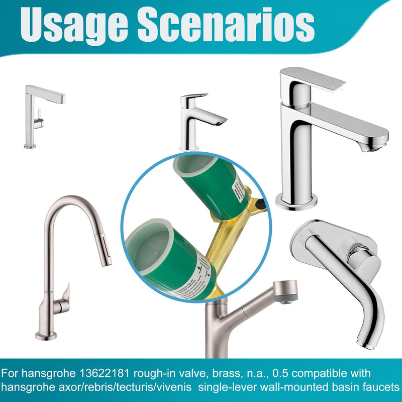13622181 Brass Rough-In Valve for Hansgrohe 1/2" NPT Concealed Basin Faucet