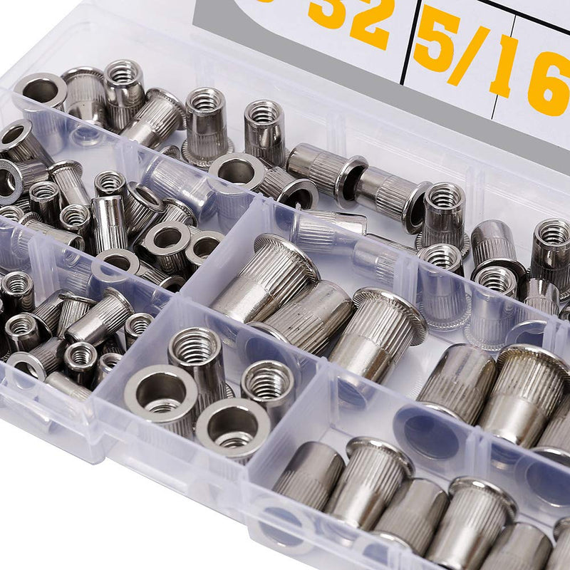 Stainless Steel Rivet Nuts Kit #8-32#10-24 1/4"-20 5/16"-18 3/8"-16 Threaded Insert Nutsert Rivnuts 8-32*10-24*1/4-20*5/16-18*3/8-16