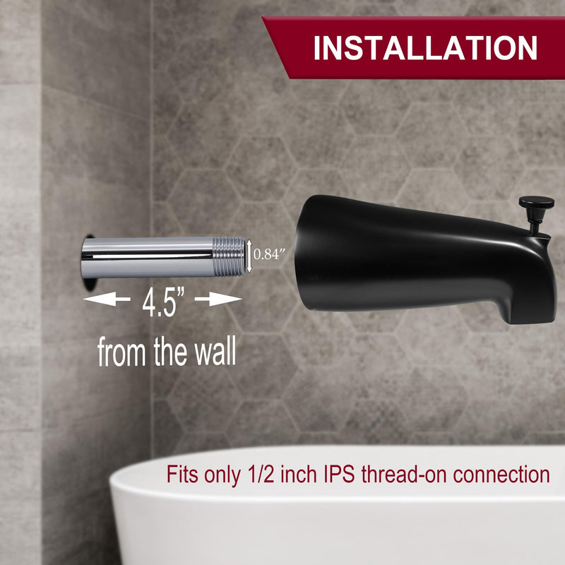 Westbrass A311-26 5-1/2" Reach Brass Wall Mount Tub Spout with Nose Diverter, Polished Chrome