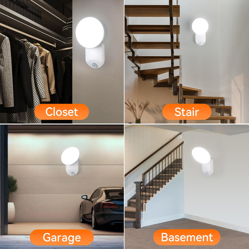 Rechargeable Motion Sensor Wall Light with Remote - Magnetic Wireless Closet Lights with Adjustable Lighting & Angle, Battery Operated Motion Sensor Light for Closet Pantry Garage Shed Stairs Hallway 3 Colour Temperatures