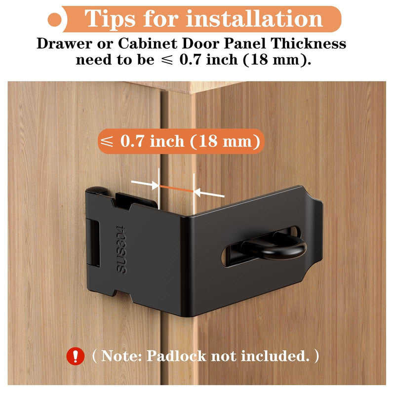 2-Pack 90° Right Angle Padlock Hasp – Stainless Steel Door Latch For Shed, Barn, Or Gate