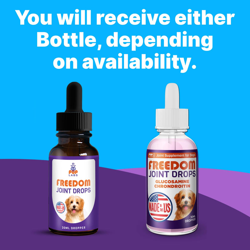 Freedom Joint Drops for Dogs with Hyaluronic Acid, MSM, Glucosamine, & Chondroitin, All Natural Liquid Joint Supplement for Dogs for Pain Relief, Mobility and Hip Support, 30 ml Dropper 1 Pack - PawsPlanet Australia