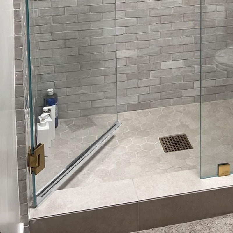 32" Shower Door Drip Rail with Vinyl Sweep, Pre-Applied Mounting Tape, Framed Shower Door Aluminum Bottom Drip Rail Replacement