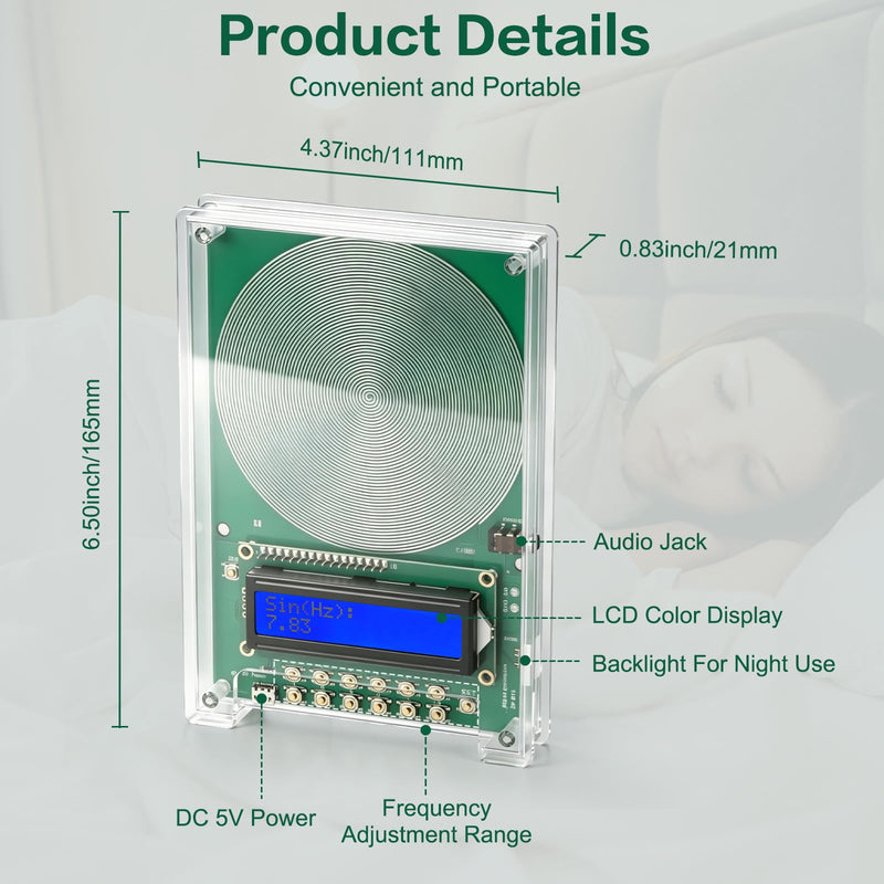 0.01Hz-200kHz Frequency Generator for Healing - 7.83Hz Adjustable Schumann Resonance Generator, USB Powered with Acrylic Case and LCD Display for Sleep aid, Meditation, Stress Relief and Yoga