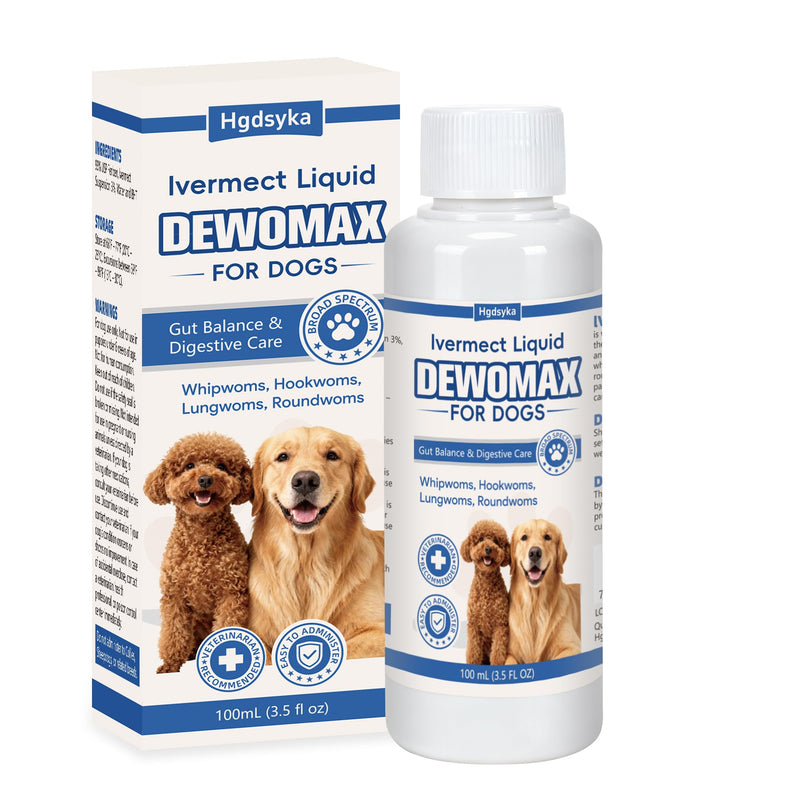 Dewomax for Dogs, lvermect Support Liquid for Puppies and Adult Dogs, Broad Spectrum Gut Balance Formula, Supports Internal Cleanse, Stomach Comfort and Digestion, Easy to Administer - 3.5 OZ