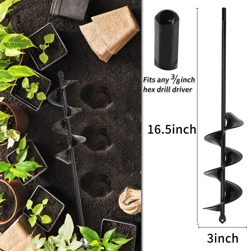 TCBWFY 1.6"x16.5" & 3"x16.5" Auger Drill Bit Set for Planting - Perfect for Planting Bulbs, Flowers, and Small Trees,Post Hole Digger for Hex Drive Drill 1.6"x16.5"+3"x16.5" - NewNest Australia