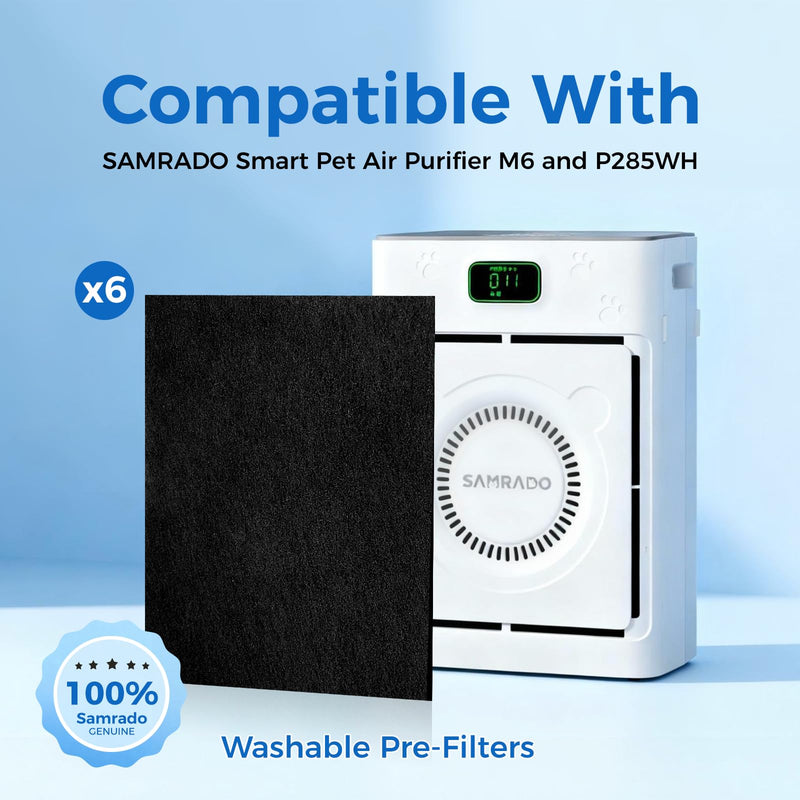 Replacement Pre-Filters for P285W/M6/P285WH, Washable, 6 Pack