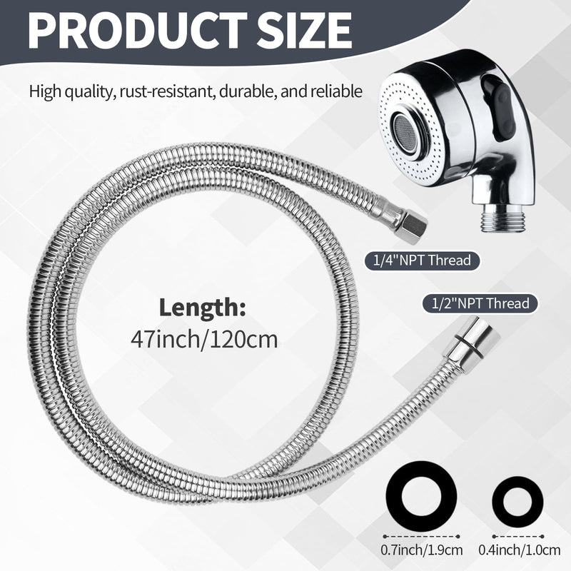 2Pcs Shampoo Bowl Hose And Sprayer 1/4" Nut Shampoo Bowl Faucet,Professional Salon Sink Hose Shampoo Bowl Sprayer Stainless Steel Sink Hose Attachment For Faucet For Salon Sink,Salon Shampoo Bowl