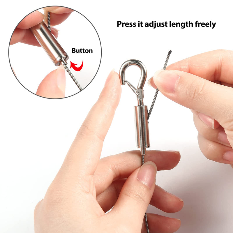 2Pcs Adjustable Picture Hanging Wire Kit,Heavy Duty Stainless Steel Rope 2m x 1.5mm for Hanging Mirrors,Frame,Lamps,Billboards,Basket Flowerpot,Holds Up to 66lbs(30kg)