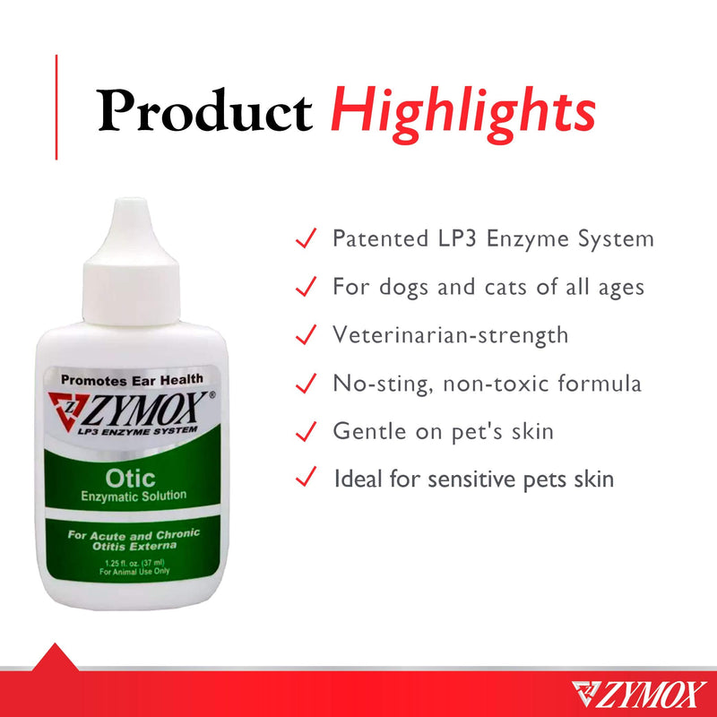 Pet King Brands Zymox Otic Enzymatic Solution for Dogs and Cats to Soothe Ear Infections Without Hydrocortisone for Itch Relief, 1.25oz - PawsPlanet Australia