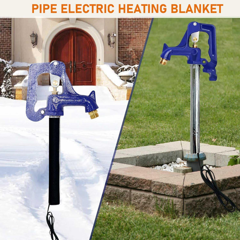 38.5" x 6" Water Pipe Heat Blanket Faucet Heating Blanket Winter Heating Tape for Metal and Plastic Pipes, 120V, Thermostat Max Temp 140˚F, OD Max: 1-1/4"