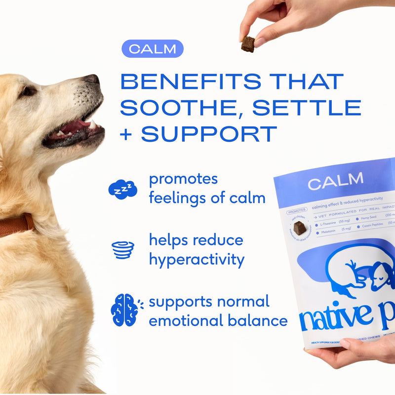 Native Pet Dog Calming Chews (60 Chews) & Organic Pumpkin for Dogs (8 oz.) - Melatonin for Small, Medium, Large Dogs and All-Natural, Organic Fiber Pumpkin Powder for Dogs