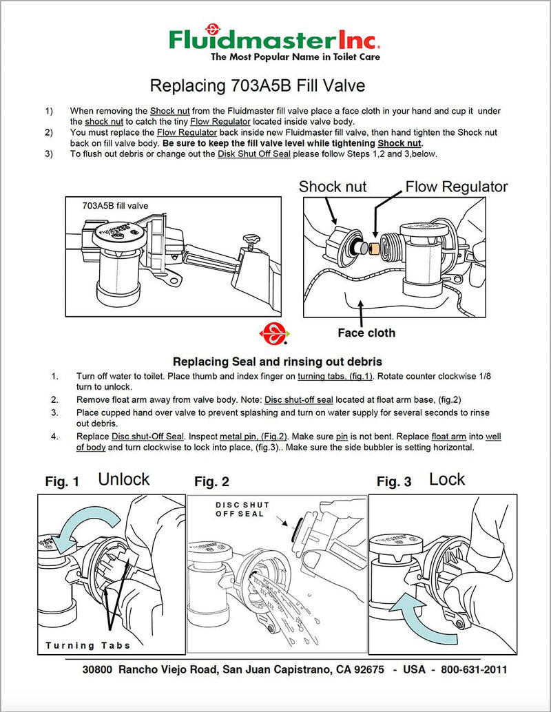 Fluidmaster 703AP4 Specialty Toilet Fill Valve for Glacier Bay and Niagara Conservation Flapperless Toilets