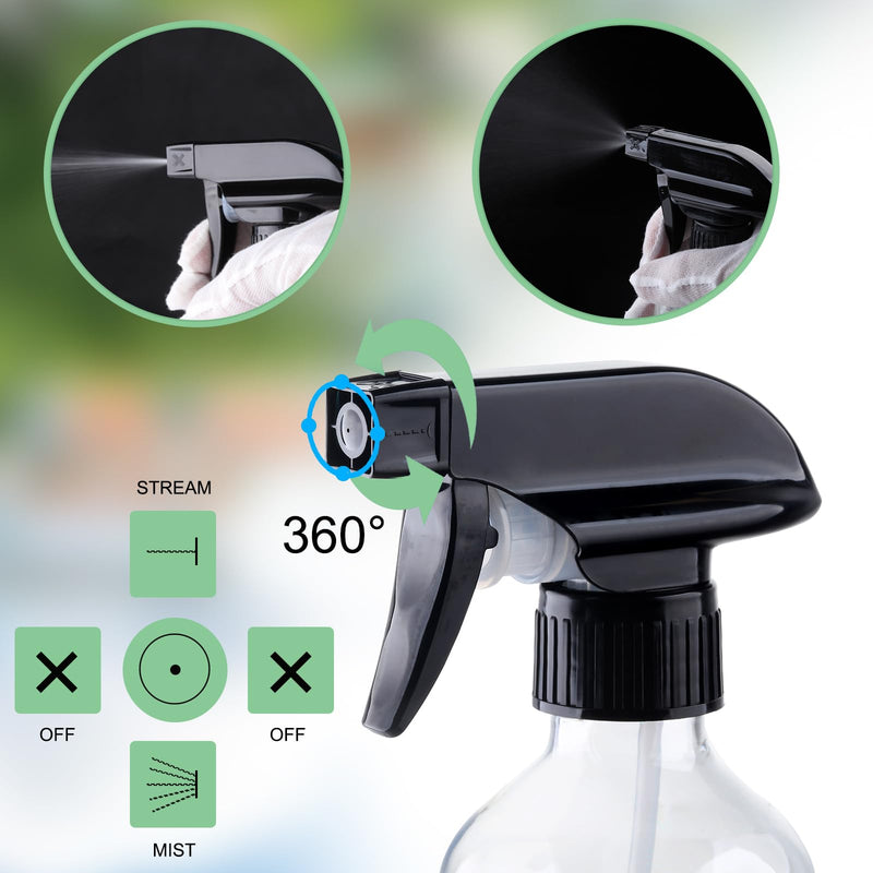 Plastic Spray Bottles Clear and Brown Refillable Container Empty Spray Bottle 10oz/300ml Adjustable Head Sprayer and Stream for Cleaning Products, Plants, Pet, Hair 2clear