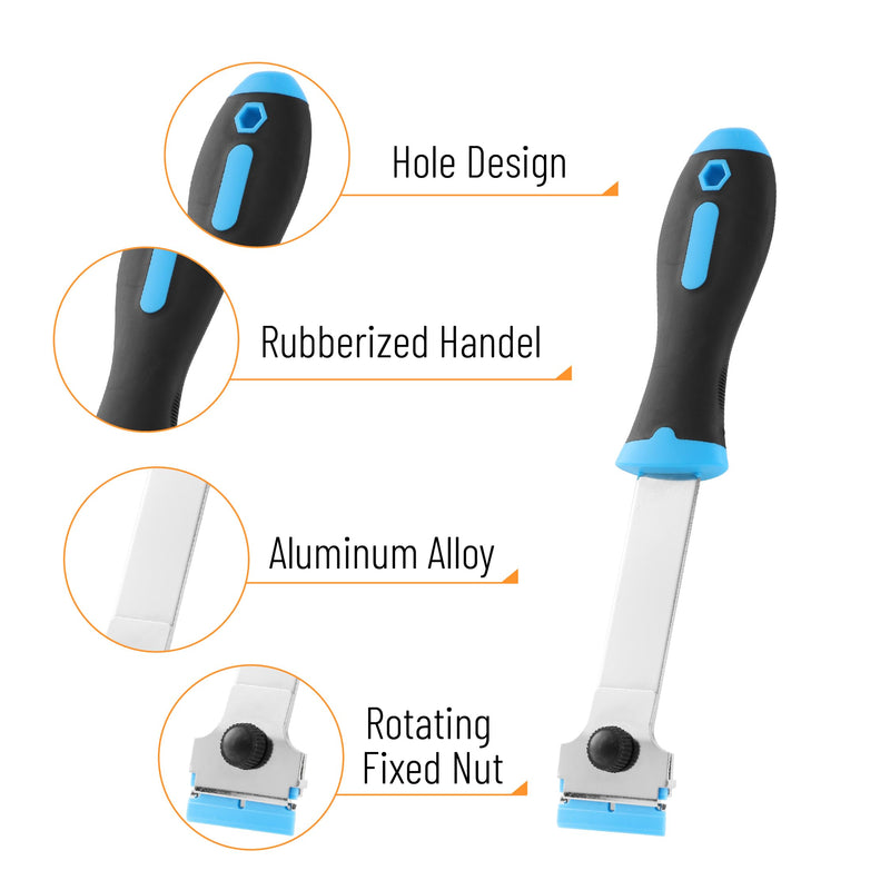 Bates- Razor Blade Scraper Set, 3 Pack, Razor Scraper Set with Extra 50 Plastic & 30 Metal Blades, Window Scraper Tool, Glass Scraper Blades, Razor Blade Retractable, Paint Scraper Tool