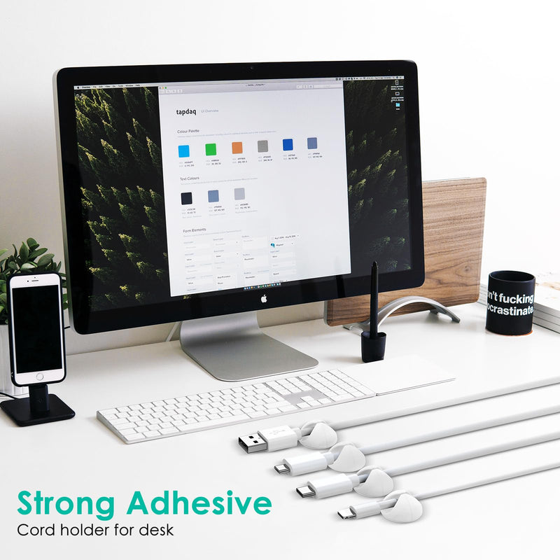 12 Pack Cable Clips, Znben Wire Organizer Holder Adhesive Cord Management Charger Wire Holder Clips for Desk, Home, Office, Car, Cubicle, Nightstand White Small