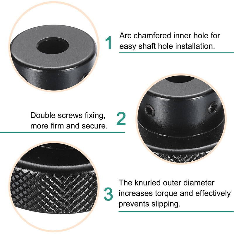 HARFINGTON Aluminum Alloy Handwheel 40mm OD 8mm Bore Aluminum Milling Machine Handle Machine Tool Hand Wheel with Wrench and 2pcs Screws for Milling Machine Lathe, Black 40mm x 8mm