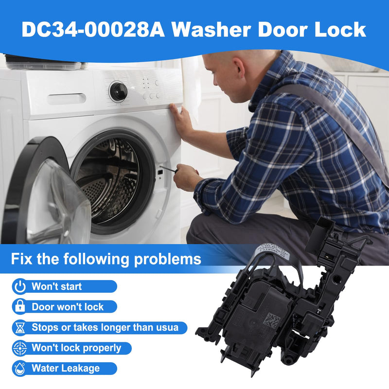 DC34-00028A Washer Switch Door Lock Compatible with Samsung Washing Machine Replaces EG-380917.1, T65888.1.D8, 4975290, AP6975226, PS12740237, EAP12740237