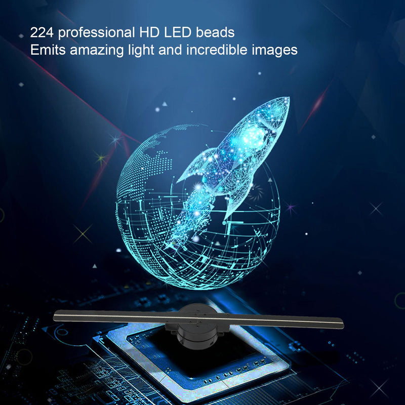 3D Hologram Fan with 224 LED Light Beads, Tabletop Holographic LED Ceiling Skylight Night Light 16.5in 2000 X 224 3D Projector for Business Store Advertising Party Shop (US US Plug