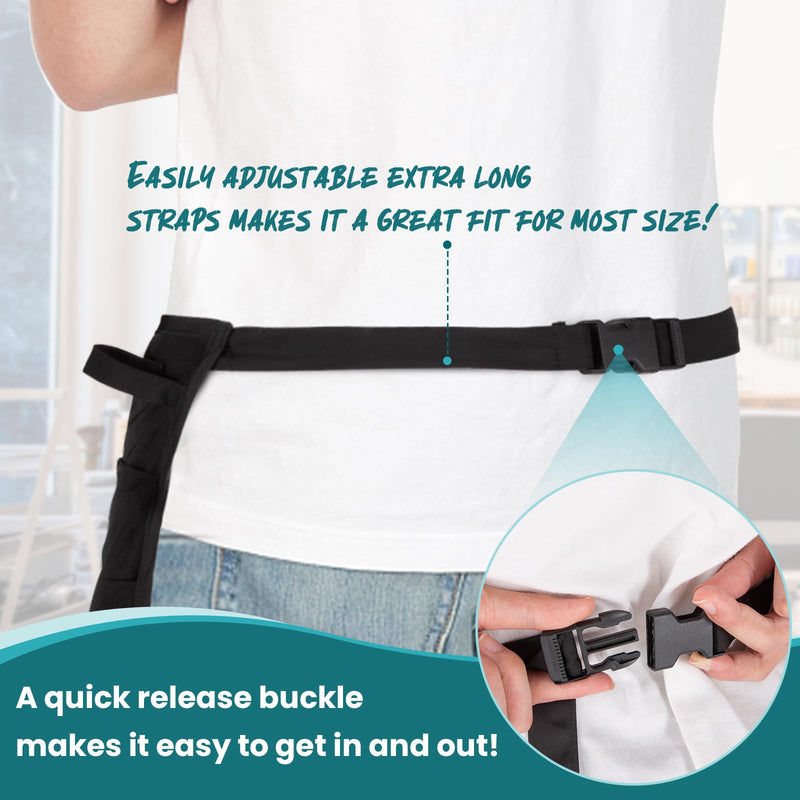 Noverlife Hair Stylist Waist Apron with 5 Pockets & Adjustable Belt, Hair Resistant Hairdresser Half Waist Apron Black