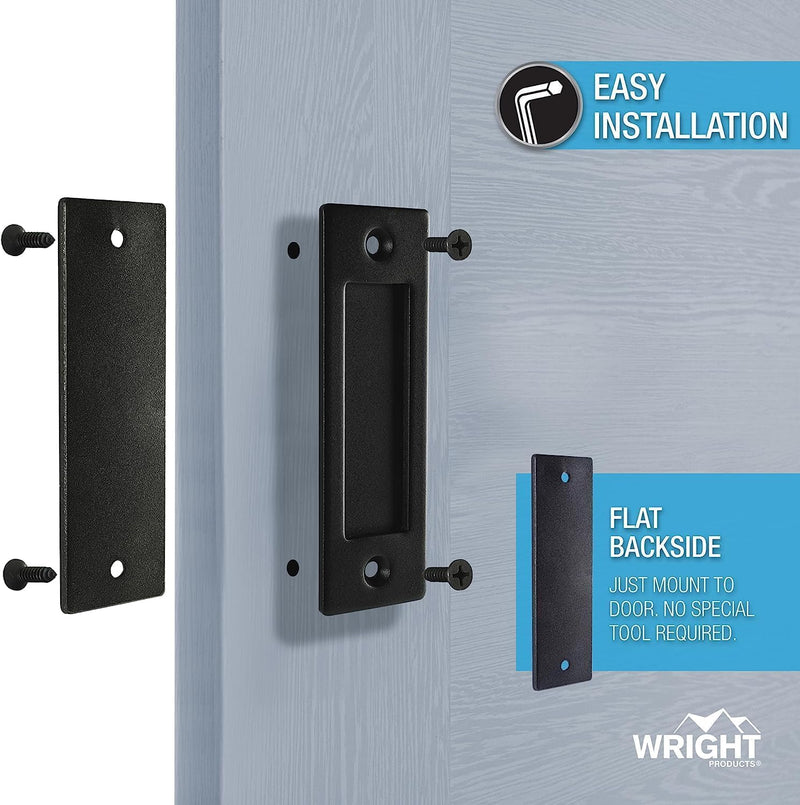 Wright Products Barn Door Handles Set, Matte Black Sliding Barn Door Hardware Kit, 1 Pack