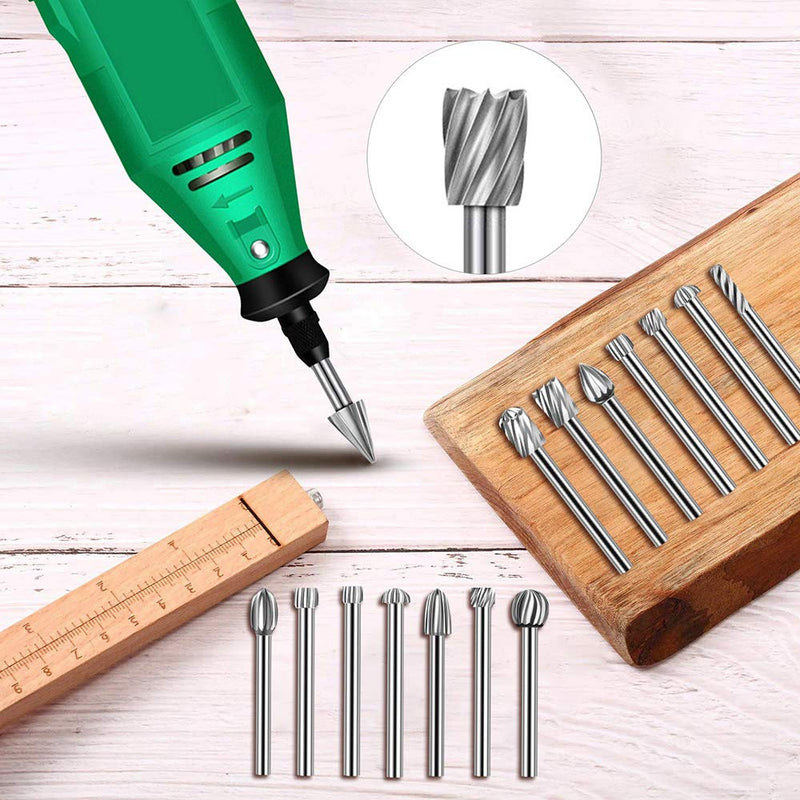 Carving Bits Wood Engraving Router Bit with 1/8"(3mm) Shank, 20Pcs HSS Different Burr Set to Meet Your Different Needs, Durable Rotary Tools Accessories for DIY Woodworking, Carving - NewNest Australia