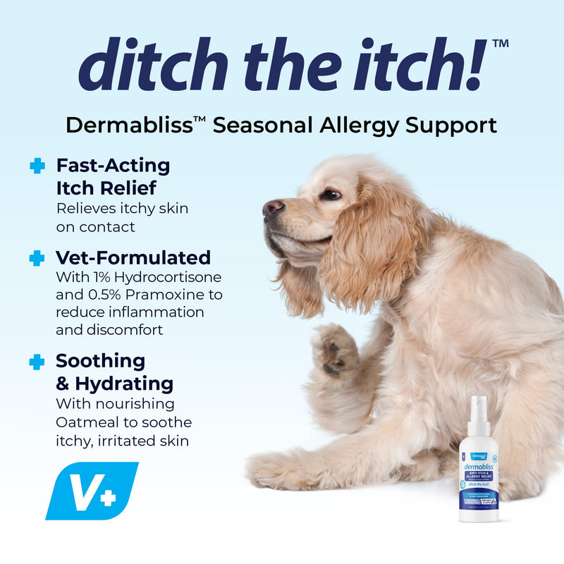 Vetnique Labs Dermabliss Anti-Itch Bundle for Dogs with Anti Itch Allergy Spray and Shampoo for Dogs and Cats Allergies - PawsPlanet Australia