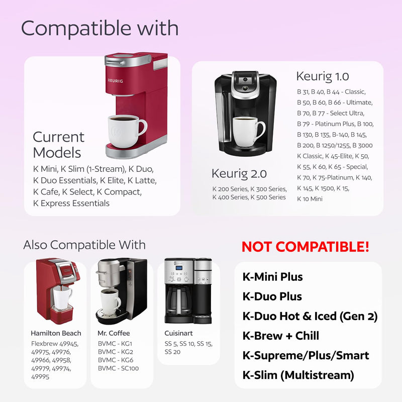 4 Black Reusable K Cups for Keurig Coffee Makers - BPA Free Universal Fit Refillable Kcups Coffee Filters for 1.0 and 2.0 Keurig Brewers 4 black k cups