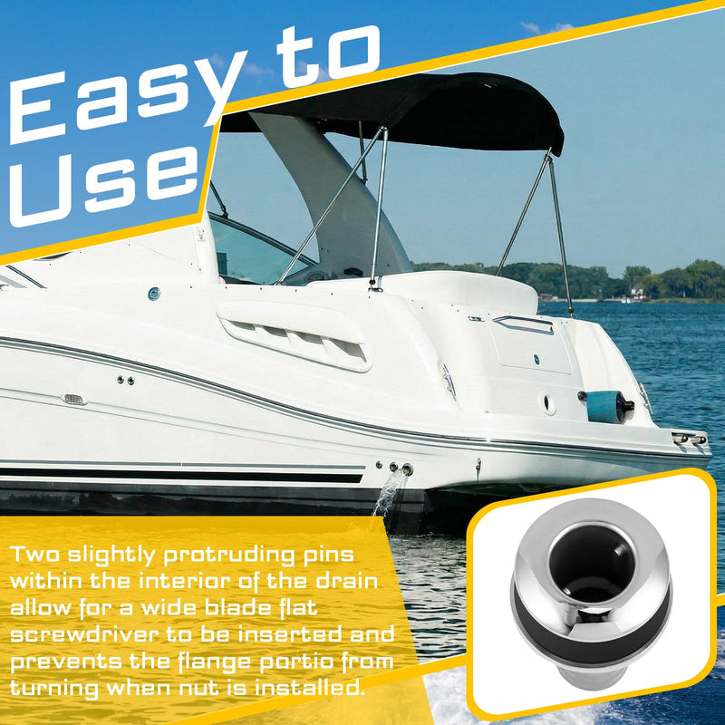 2 Pcs Thru Hull Fittings for Boats 3/4 316 Stainless Steel Thru Hull Connector Marine Combo Grade Barbed Boat Plumbing Fittings with Nut Gasket for Boats Yachts Rvs