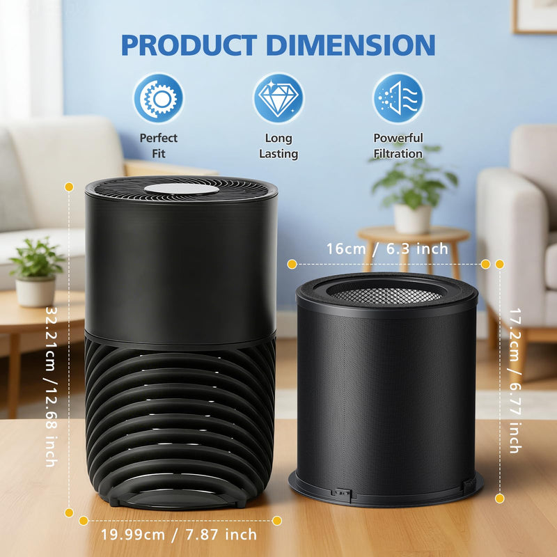 2 Pack 130i Replacement Filter for Puro 130i Air Purifier Home Bedroom Pets