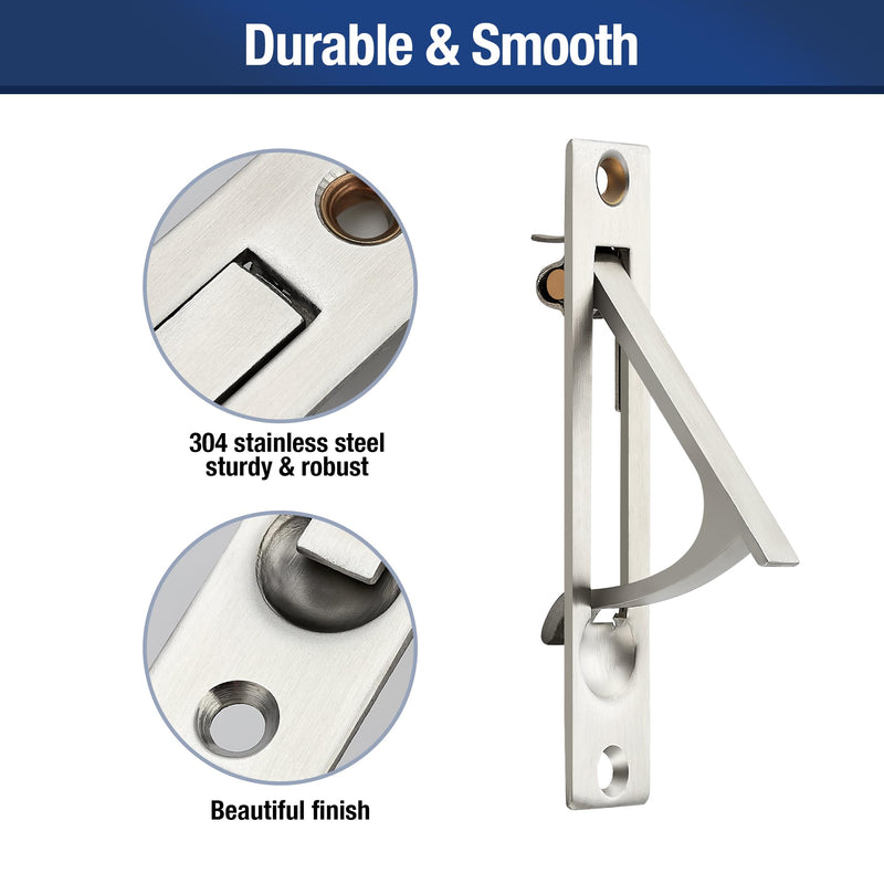 JOY DECOR 2 Pack Satin Nickel Pocket Door Pull, Solid Flush Edge Handle, Pocket Door Hardware