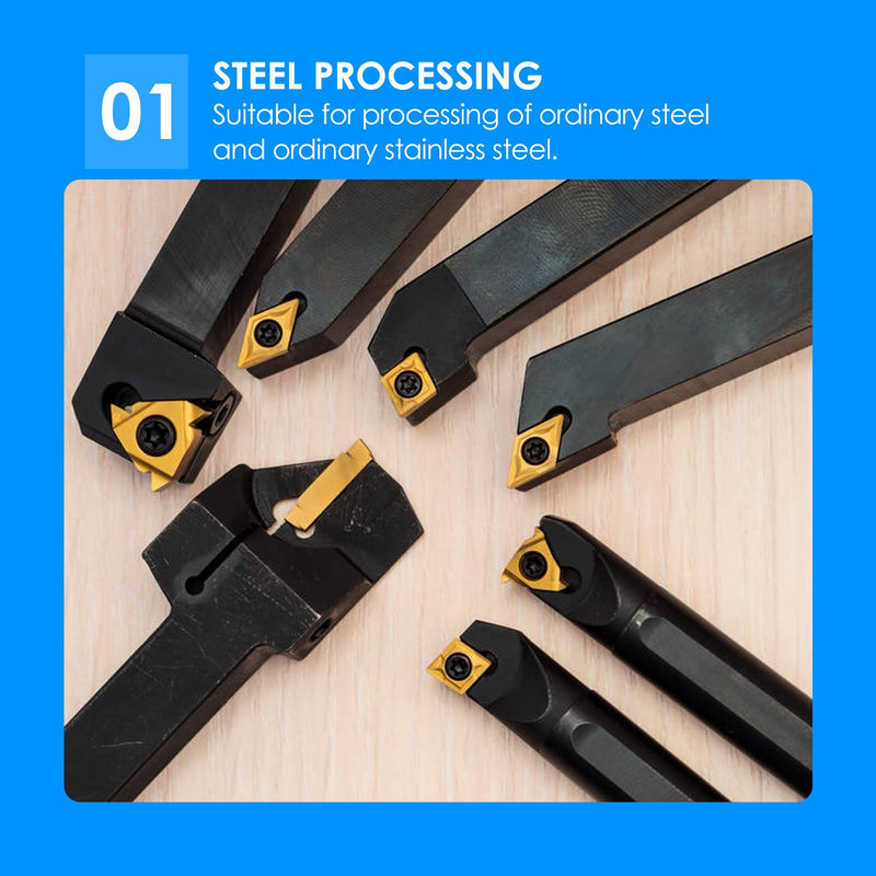 10pcs CNC Carbide Tips Inserts Blade Cutter Lathe Turning Tool with Box