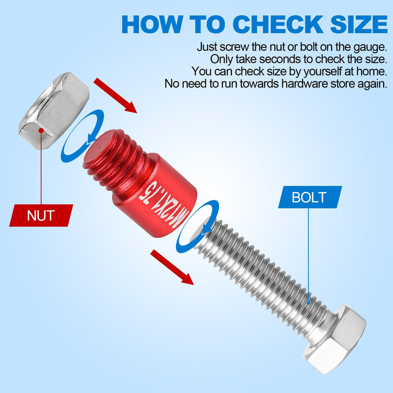 52Pcs Thread Checker, Aluminum Alloy Detachable Nut and Bolt Thread Checker (28 Standard & 24 Metric) Thread Gauge Set Wear Resistant Bolts Size Finder Tool Kit for Narrow and Tricky Area Tight Space