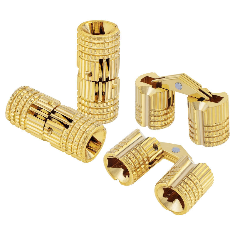 8Pcs 8 mm Hidden Brass Barrel Hinges, 180 Degree Opening Angle Concealed Furniture Hinges for DIY Jewelry Box Hand Craft (8, 8mm)
