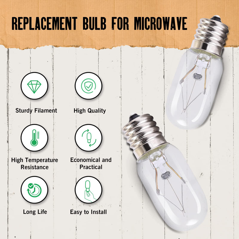 DGE 8206232A Microwave Light Bulb, T8 Microwave Exterior Light Bulb 25Watt Appliance Light Bulb Replacement Oven Part for 8206232A 1890433 8206232 AP4512653, 6Pack T8-6pack (E17 Base)