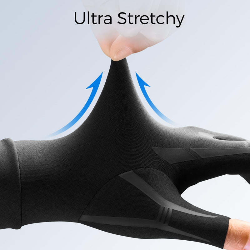 FREETOO All-Around Compression Arthritis Gloves for Women for Pain, Carpal Tunnel Relief Gloves for Men, Fingerless Hand Compression Gloves for Crocheting, Rheumatoid Arthritis, Swelling Edema Black M M-pair Matte Black