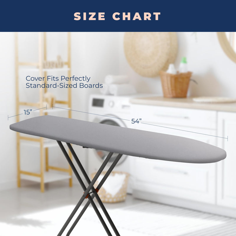 Ironing Board Cover and Pad Extra Thick Heavy Duty Padded 4 Layers, Silver Coated Ironing Board Cover, Non Stick Scorch and Stain Resistant Standard Size 15x54 Inch with Elasticized Edges Gray - NewNest Australia