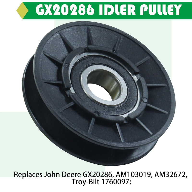 GX20286 V Idler Pulley with GX20287 Idler Pulley GX20006 V Belt Replaces GX20286 Pulley, John Deere Pulley GX20286, John Deere GX20287 Idler Pulley, 690409MA Pulley, 1760097, AM103019, AM32672 GX20286+GX20287+GX20006 Belt